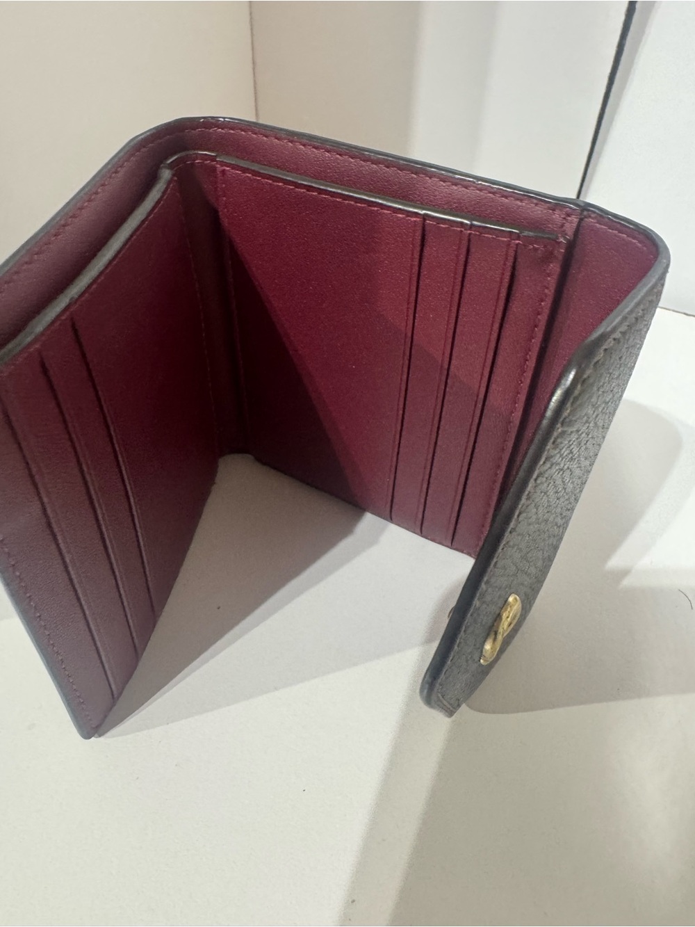 Coach Black Pebbled Leather & Brown Signature Envelope Wallet with Gold 'C' - Picture 4 of 4